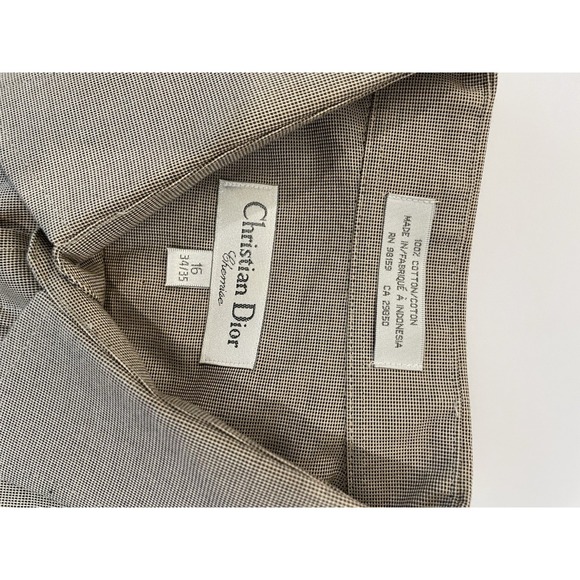 Vintage Christian Dior Dress Shirt Mens 16 34-35 Brown Button Up Pocket Cotton - Picture 4 of 7